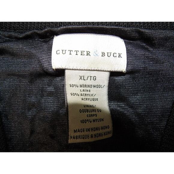 Vtg Cutter & Buck Sweater Vest Black XL Merino Wool Pullover V Neck Lined Golf - Picture 2 of 9